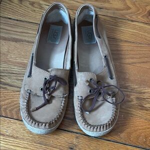 UGG Women's Tan Leather Boat Shoes